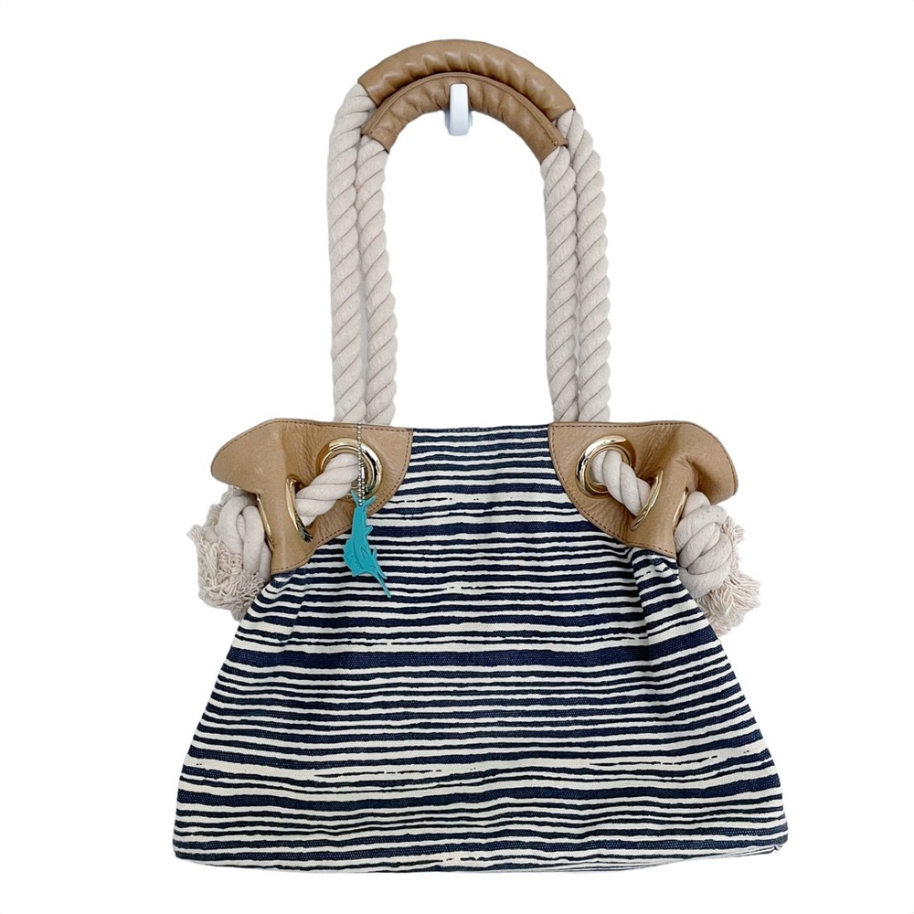 Tommy Bahama | Nautical Rope Canvas Beachy Bag w/ Grommets & Leather Accents